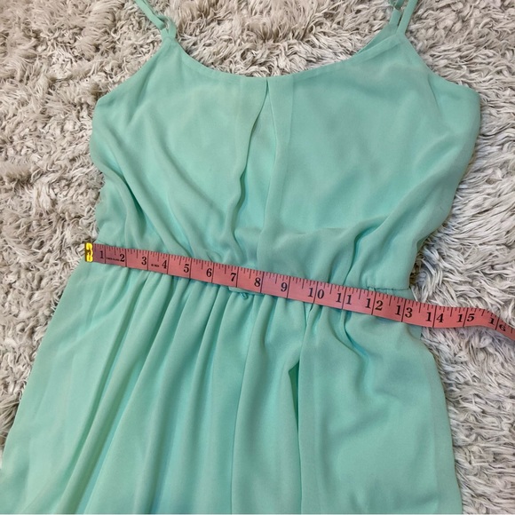 Mint Green Dress Sleeveless Chiffon High Low Belted Size Small - Picture 10 of 11